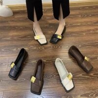 Retro Sang Trọng Giày Đế Mềm Nữ 2025 Thấp Gót Thắt Lưng Khóa Cảm Thấy Ngón Chân Vuông Mary Jane Giày 5ICL