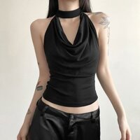 Retro Slim Cổ Dây Xe Tăng Slinging Cổ Sling Nữ Mùa Hè Mới Slim Tanks