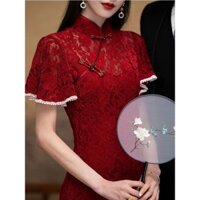 Retro Thiết Kế Thanh Lịch Cải Tiến Sườn Xám Bánh Mì Nướng Đầm Cô Dâu 2022 Nhỏ Đính Hôn Đầm Dạ Hội Cao Cấp Phong Cách Trung Hoa Cưới Nữ20250319