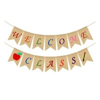 Reusable Cute Festival Party Bunting School Decor For Students Moveable Welcome Class Linen Banner