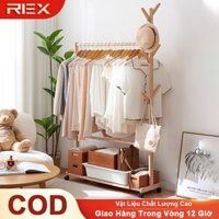 REX Sào phơi đồ đa năng giá phơi quần áo và móc treo áo khoác làm từ tre tự nhiên