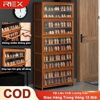 REX Tủ giày gỗ tự nhiên tủ giày đa năng nhiều tầng dễ lắp ráp giá để giày gia đình kiểu tiết kiệm dung tích lớn