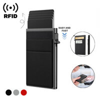 Rfid Credit Card Holder Wallet Metal Thin Slim Bank Card Case Men Women Pop Up Minimalist Wallet Small Black Purse Metal Vallet