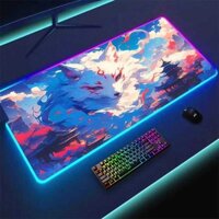 Rgb Kawaii Fox Mouse Pad LED Light Gaming Mousepad Chống Thấm Nước Lớn Game Thủ Chuột Thảm Thảm Lớn Bàn Chơi Thảm Có Đèn Nền