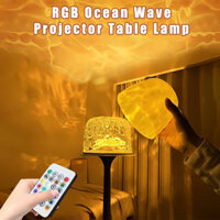 Rgb Sóng Đại Dương Máy Chiếu Đèn Bàn Usb Sạc Không Dây Đèn Ngủ Có Điều Khiển Từ Xa Thích Hợp Cho Phòng Ngủ Phòng Khách Trẻ Em Trang Trí Phòng