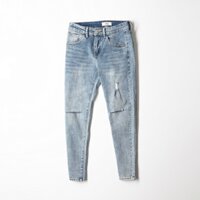 RI896 Quần jeans slim fit xanh rách gối mã số
