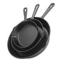 RICA-J Pan Cookware Kit, Pre-Seasoned Cast Iron Skillet, Set of 3 Sizes Cooking Pan, Non- Stick Heavy Duty Pan Compatible with Gas Stove & Inductio...