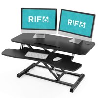 RIF6 Adjustable Height Standing Desk Converter - 37.2 Inch Wide Laptop Riser or Dual Monitor Workstation - Easily Sit or Stand with Gas Spring Lift...