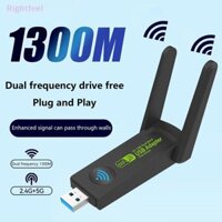 Rightfeel 1300mbps 2.4 + 5ghz Gigabit Băng Đô Kép Usb Wifi Adapter Thẻ Mạng Không Dây Usb Wifi Adapter Pc Card Mạng Mới