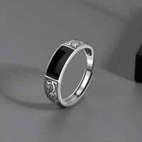 Rings bracelets + neck + rings silver rings pairing Hợp Kim Đồng Phong Cách Mới Retro Bạc Họa Tiết Rồng Nhẫn Nam Nữ Hợp Thời Trang Phù Hợp Với Cao Cấp Mở Nhẫn Có Thể Điều Chỉnh