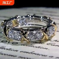 Rings silver rings pairing female silver rings Nhẫn Kim Cương Hình Chữ X xo Thời Trang Nữ Cao Cấp Nhấp Nháy Nhẫn Zircon Nam Nữ Cặp Đôi Nhẫn Cưới Vàng Hồng