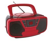 Riptunes CD Player Portable Boombox - AM/FM Radio, Bluetooth Boombox with Aux Line-in, Red and Black