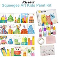 Risedut 31 Cái Nghệ thuật cào cầu vồng, Họa tiết động vật Magic Reveal Squeegee Art Kids Paint Kit, Giấy vẽ thủ công sáng tạo Chất liệu DIY Tranh cào màu Đảng ủng hộ