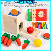 RisingGirl Hộp đựng tiền xu 4 trong 1 Dính Trò chơi thu hoạch cà rốt Quả bóng thú vị Que diêm Màu thả trò Đồ