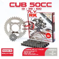 RK Takasago Chain - Nhông sên dĩa xe Cub 50cc 15T-39T-100L sên 7 ly - Phụ Tùng