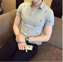 Áo thun nam cổ trụ họa tiết