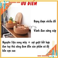 rkkr Rổ mây tre đan cao cấp đựng đồ khô, trái cây, bánh kẹo hạt - Rattan basket tray | Tre Làng