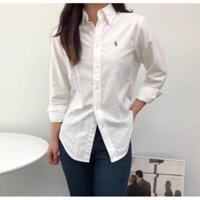 RL Áo Sơ Mi Nữ Mỹ POLO Slim-fit Nhãn Màu Nhỏ Pony RL Áo Sơ Mi Bé Gái Áo Sơ Mi Nữ Ôm Hơn Nhìn Phù Hợp Với Chất Liệu Vải Oxford