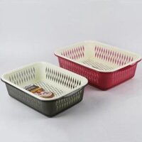 rổ chứ nhật nhựa 2 lớp cao cấp ,rổ đựng rau củ quả,rổ úp bát 2 cỡ GDTH - Màu ngẫu nhiên,Rổ nắp bé 3123