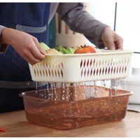 Rổ chữ nhật nhựa 2 lớp cao cấp ,rổ đựng rau củ quả,rổ úp bát 2 cỡ