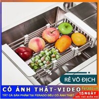 Rổ co giãn inox treo bồn rửa chén, rửa rau củ