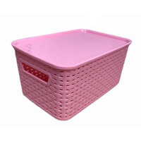 Rổ đựng đồ đa năng có nắp đậy loại bé - Hồng