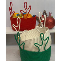 Rổ đựng đồ trang trí giáng sinh, hộp quà tặng noel, hộp đựng bánh kẹo decor giáng sinh