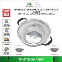Rổ đựng rau củ, quả Inox liền khối 2 tay cầm có chân Kaiyo sz 25.5cm, 28.5cm, inox sáng bóng bền đẹp