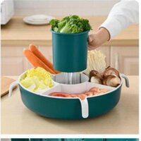 RỔ ĐỰNG RAU LẨU XOAY 5 NGĂN TIỆN DỤNG - CÓ KHAY ĐỰNG NƯỚC