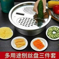 Rổ Inox 304 Thoát Nước Đa Năng Kèm Bộ Nạo Rau Củ Quả Rửa Thực Phẩm Vo Gạo Ráo Nước An Toàn Tiện Lợi