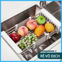 Rổ inox gác bồn rửa bát, chiều dài tự do điều chỉnh 30-55cm