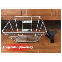 Rổ INOX sọc ngang xe máy Wave RS, Alpha, Wave Lớn + pát 3 lổ