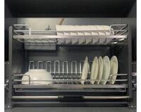 Rổ kéo di động chén dĩa Euromax inox phủ Nano xám cao cấp D900N