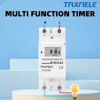 Rơ Le Công Tắc Hẹn Giờ Kỹ Thuật Số 2 Dây THC30A Din 7 Ngày AC 220V 230V 12V 24V 48V 16A 30A