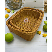 Rổ mây chữ nhật đựng muỗng đũa, bánh mì hoặc các loại trái cây tiện lợi cho dã ngoại