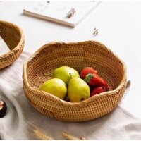 Rổ mây tre đan  đựng đồ khô, trái cây, bánh kẹo,  hạt khô - Rattan basket tray - Mây tre shop