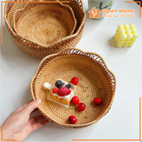 Rổ Mây Tre Đan Lượn Sóng Cách Điệu, Bộ 3 Giỏ Mây Tròn Đựng Đồ Ăn, Hoa Quả Bánh Kẹo, Hạt Ngũ Cốc