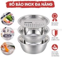 Rổ nạo rau củ inox Nhật Bản 3 món Lamoca Shop Bộ nạo rau cao cấp đa năng, tiện lợi dùng nhà bếp - NAO0005