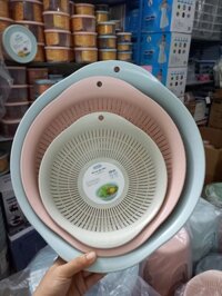 Rổ Nhựa Cao Cấp Yoko Inochi Nhật Bản Loại Lớn Nhựa Cao Cấp Chắc Chắn Sang Trọng Gọn Gàng An Toàn - 35cm - Hồng