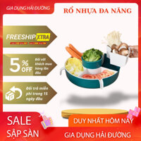 Rổ Nhựa Đa Năng Đựng Đồ Ăn Lẩu, Rổ Đựng Rau 5 Ngăn, Khay Hoa Quả, Đĩa Xoay 360 Độ Kèm Chậu Thông Minh Đa Năng Tiện Lợi