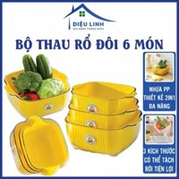Rổ Nhựa Đựng Đồ 6 Món Kèm Thau Rửa - Bộ Thau Rổ Đôi 6 Món Nhựa Cao Cấp, Đựng Đồ Đa Năng Dieulinhshop