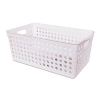 Rổ nhựa đựng đồ đa năng Inomata 4 màu Cỡ vừa - Hàng nội địa Nhật - Trắng