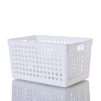 Rổ nhựa đựng đồ đa năng Inomata 4 màu Cỡ lớn - Hàng nội địa Nhật - Trắng