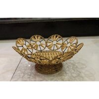 Rổ nhựa giả mây hình hoa có đế để đựng trái cây