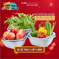 Rổ nhựa hai lớp đựng trái cây, rau củ quả Việt Nhật tiện dụng