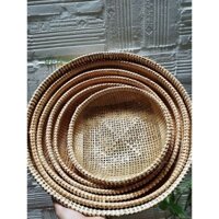 Rổ tre Bao La đan cật/vỏ tre, Rổ tre đan thưa đựng rau củ, hoa quả, hành tỏi, trang trí bếp ăn nhiều size