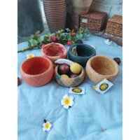 Rổ Tre Đan 2 Lớp Cao Cấp Đan Tay Đựng Đồ Xinh Xắn  Kích Thước D18*H10 cm I Trang Trí Phong Cách Vintage Boho