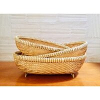 Rổ Tre Oval, Rổ Mây Tre Đan Kỹ Có Chân, Rổ Rá Đựng Trái Cây, Rau Củ, Decor Bếp