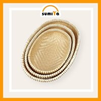 Rổ tre viền mây đan kín cao cấp hình bầu dục, nguyên liệu tự nhiên thân thiện môi trường, dùng trang trí, để thức ăn