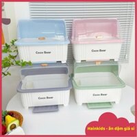 Rổ úp Bát Cocobear Plus Thế Hệ Mới, Kệ úp Khay đựng. đồ Cho Bé ăn Dặm Liền Nắp Có Khay Hứng Nước, Rổ úp Chén Bát ăn Dặm